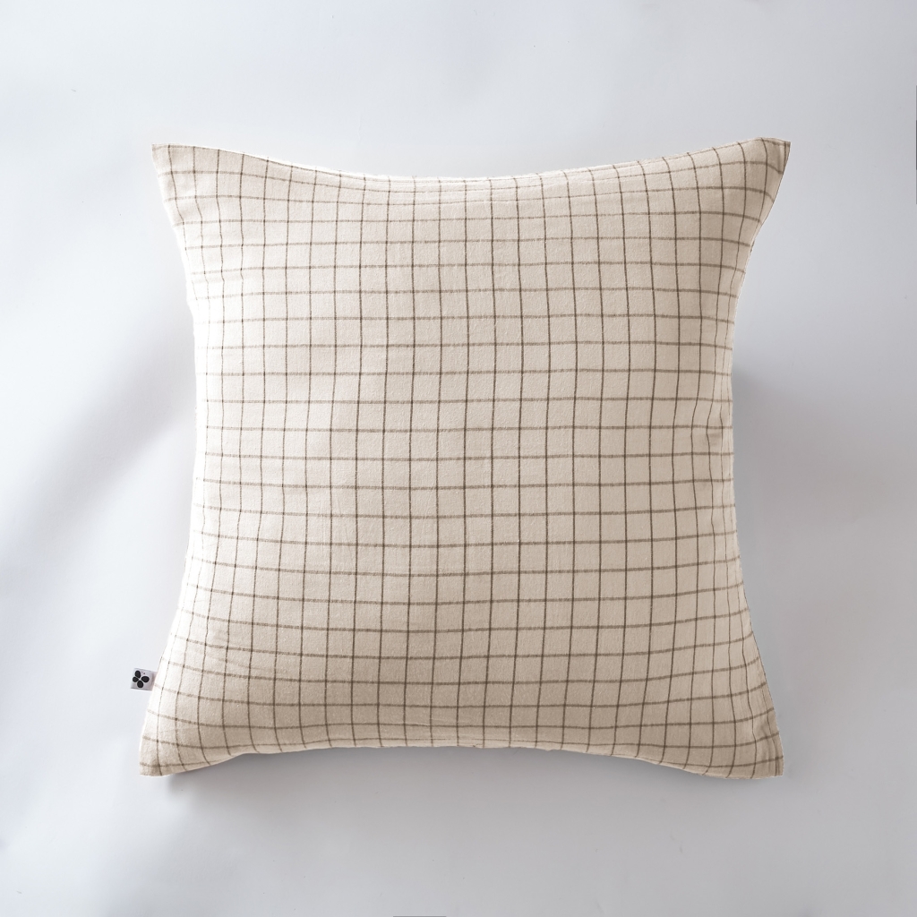 Taie d’oreiller 60 x 60 cm – Gaze de Coton Tissée – Gaïa Mix – Petits Carreaux Pampa