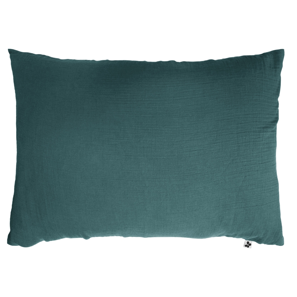 Taie d'oreiller en double gaze de coton – 50 x 70 cm – Bleu canard