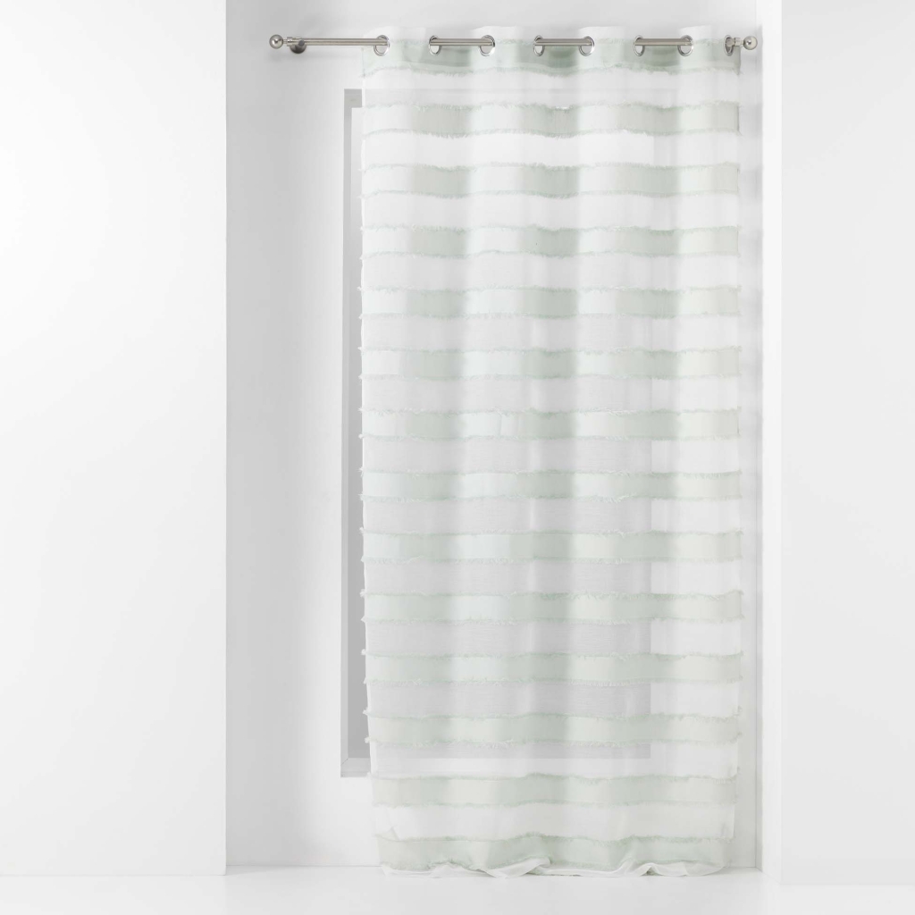 Voilage a oeillets 140 x 260 cm voile sablé fils coupés lalina Menthe