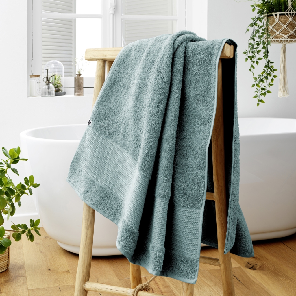 Drap de Bain 90 x 150 cm – Coton Épais 600 g/m² – Éponge Unie – Garance Bleu glacier