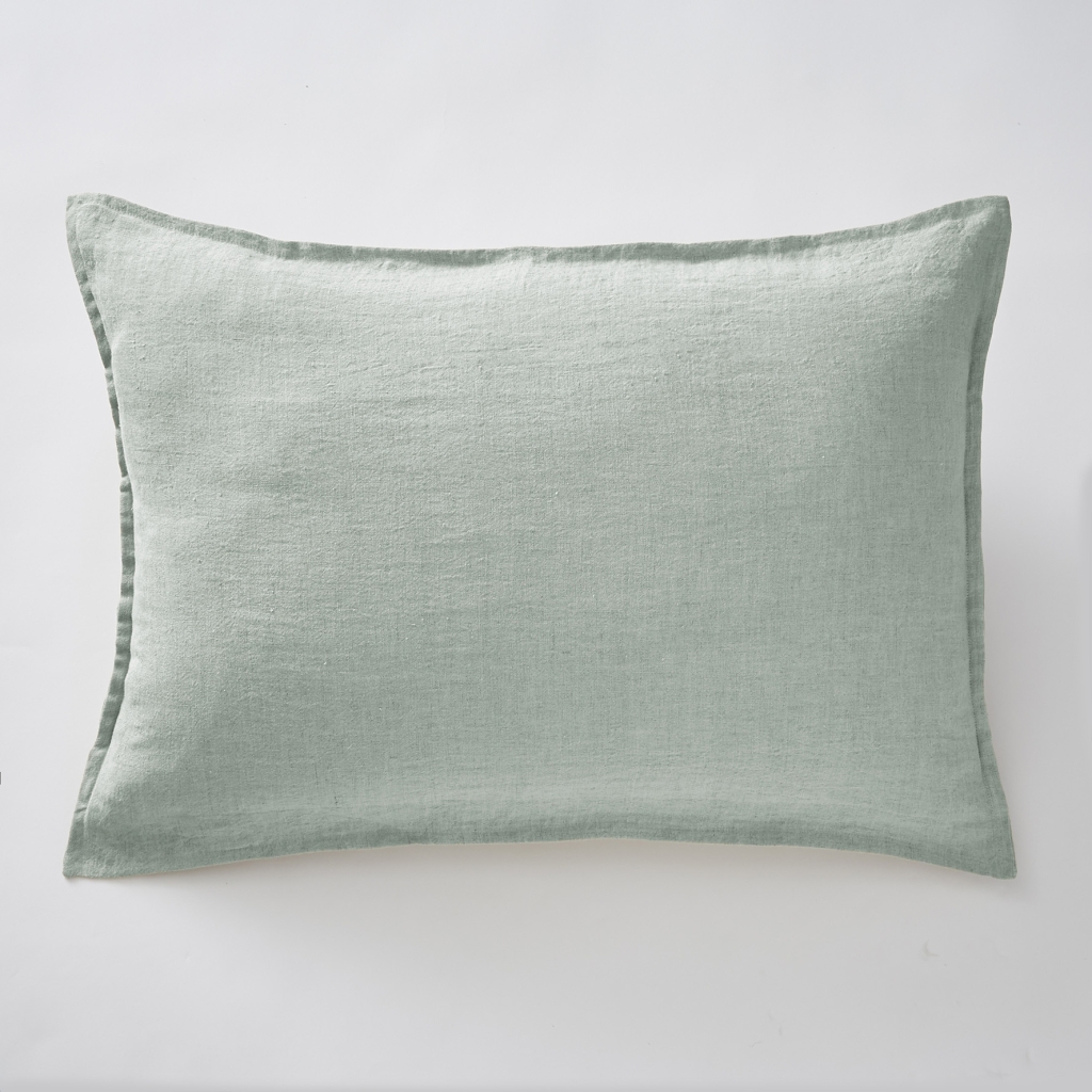 Taie d’Oreiller 50 x 70 cm – Lin Lavé Français Luxe Soline - Eucalyptus