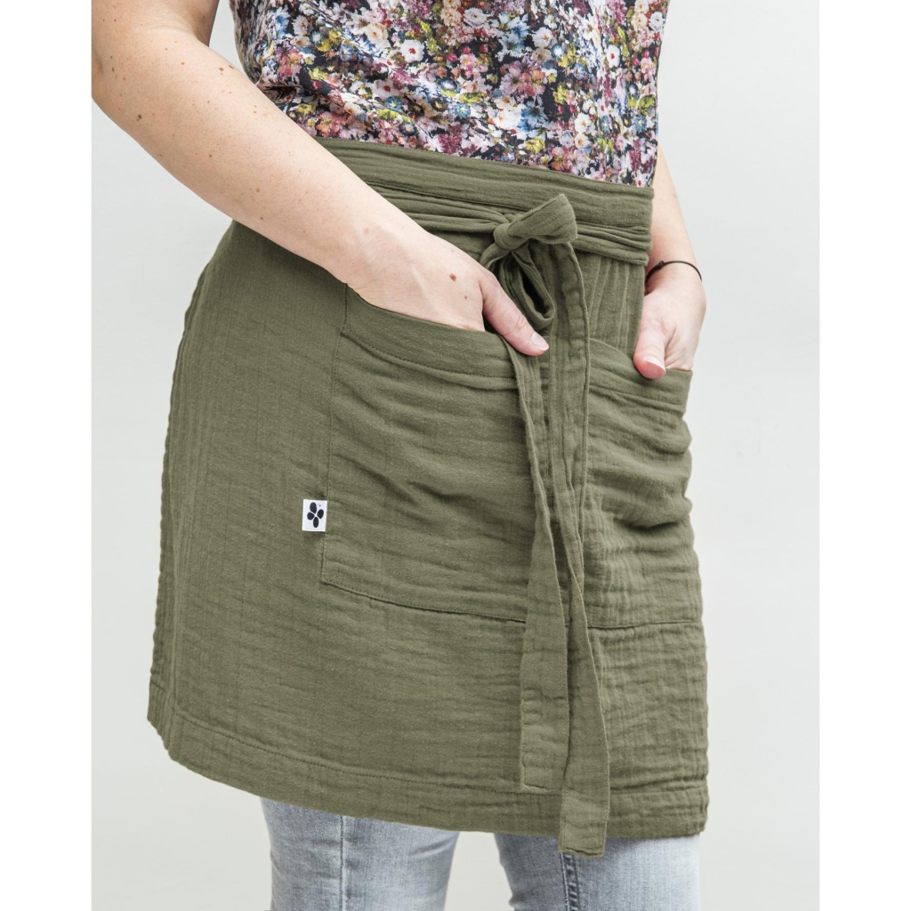 Tablier Serveur 45 x 80 cm – Gaze de Coton Unie GAÏA Romarin