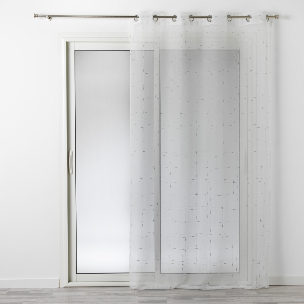 Voilage à oeillets 140 x 240 cm luminette fils metallises dixie Blanc/argent