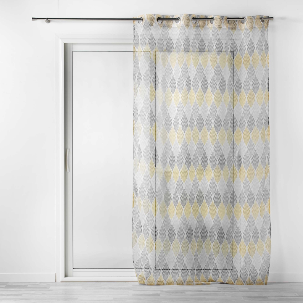 Voilage a oeillets 140 x 240 cm voile imprimé Winter green Jaune