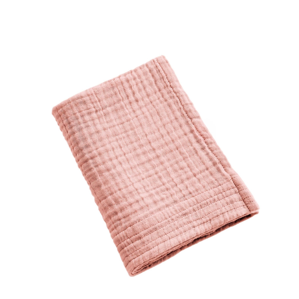 Drap de Douche Gaïa 70 x 130 cm – Gaze de Coton Unie Rose Pêche