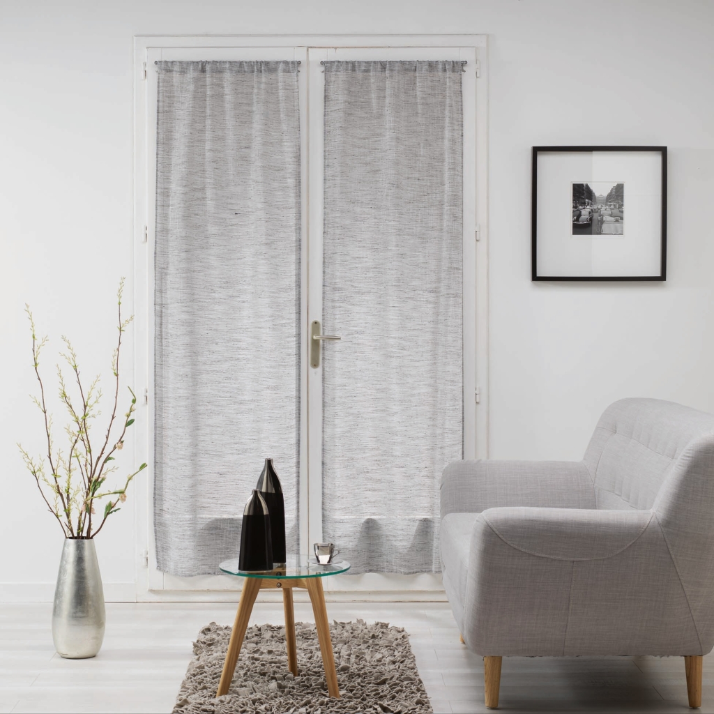 Paire de voilages droits passe-tringle 2 x 70 x 240 cm – Effet lin tissé – Milza Anthracite