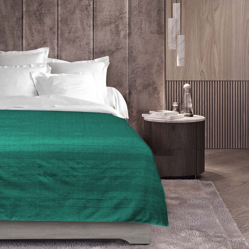 Plaid enroulable 180 x 220 cm – Polycoton – Lucile Émeraude