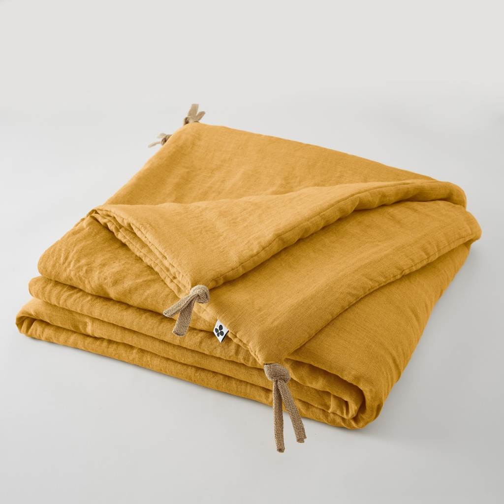 Bout de Lit 90 x 200 cm – Lin Lavé Français Luxe Soline – Miel
