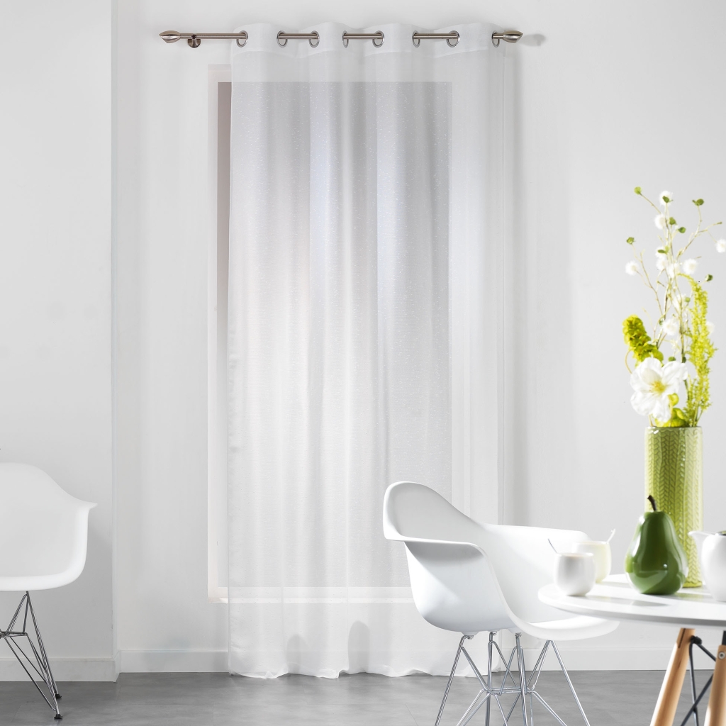 Voilage à œillets 140 x 240 cm – Voile fils coupés DANDY – Blanc