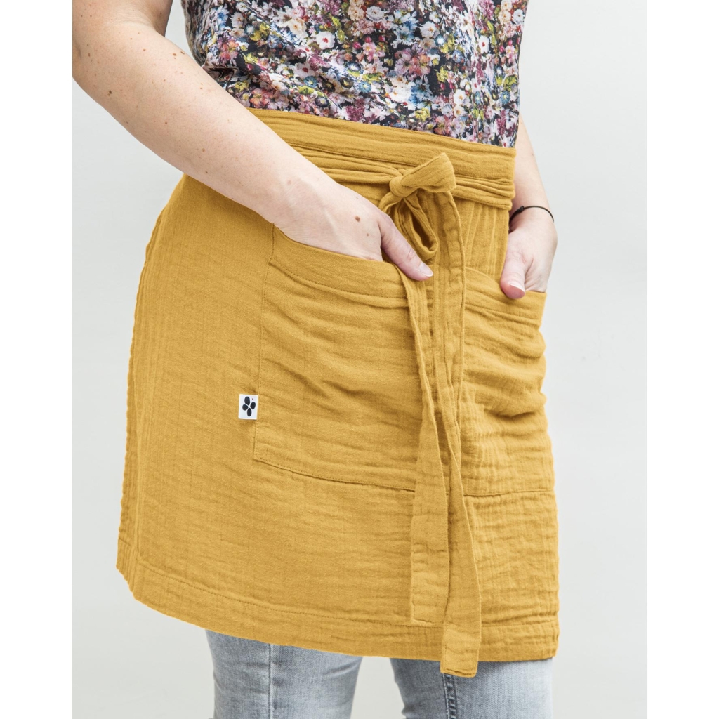 Tablier Serveur 45 x 80 cm – Gaze de Coton Unie GAÏA Safran