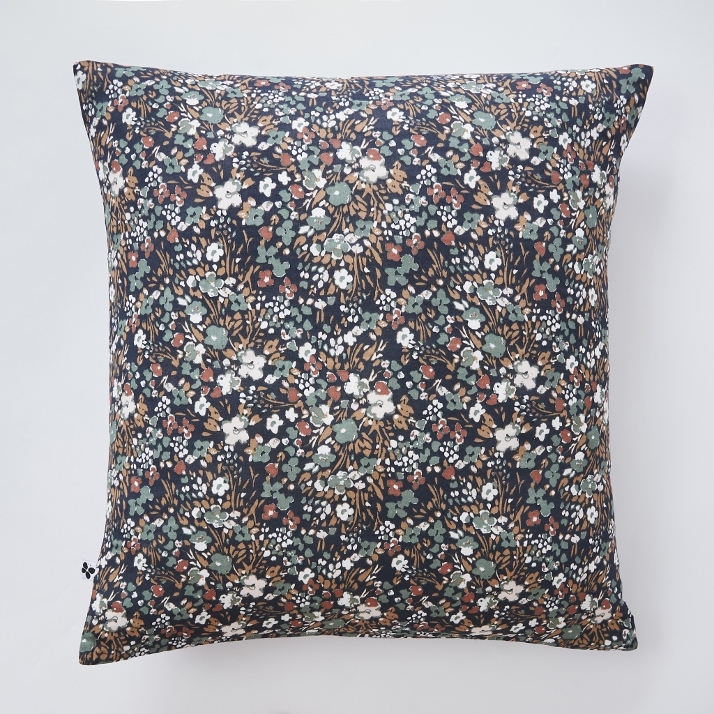 Taie d’oreiller 60 x 60 cm – Gaze de Coton Imprimée CAPUCINE Minuit