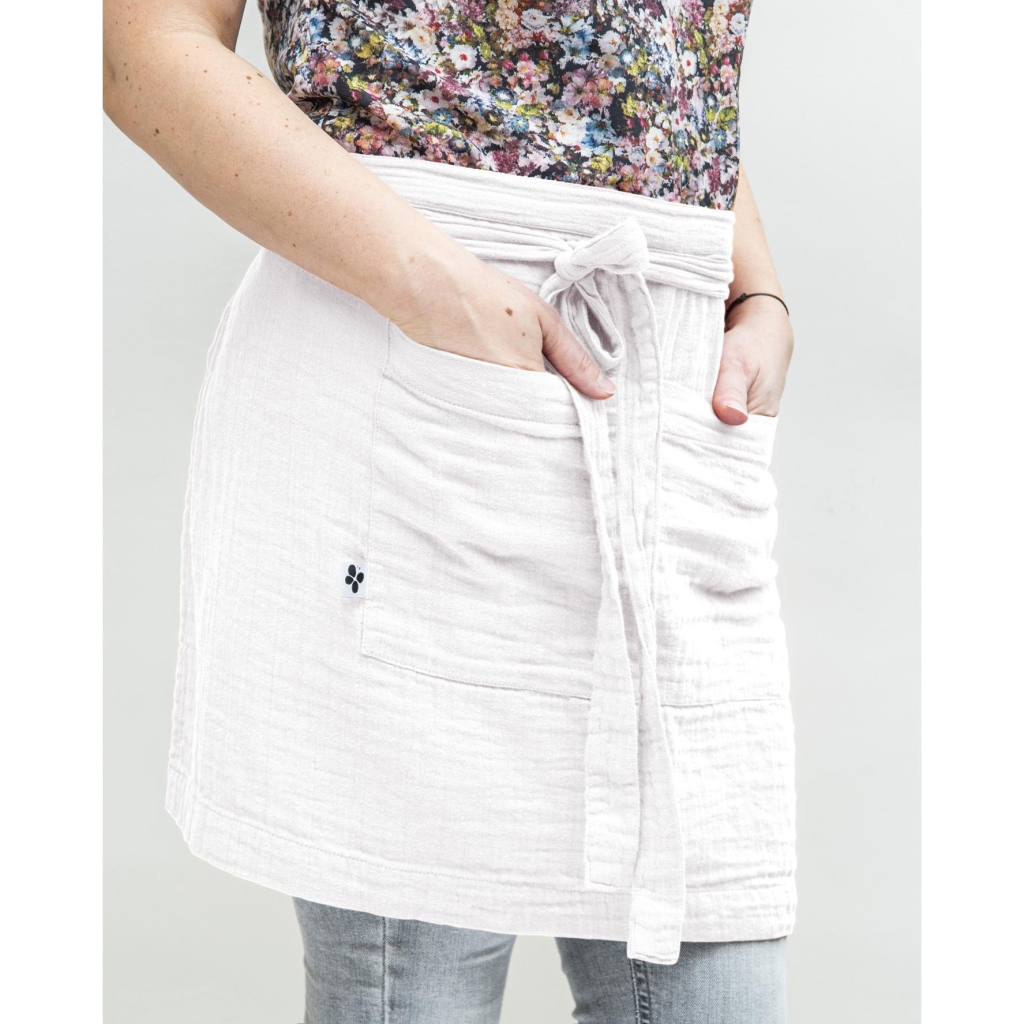 Tablier Serveur 45 x 80 cm – Gaze de Coton Unie GAÏA Blanc