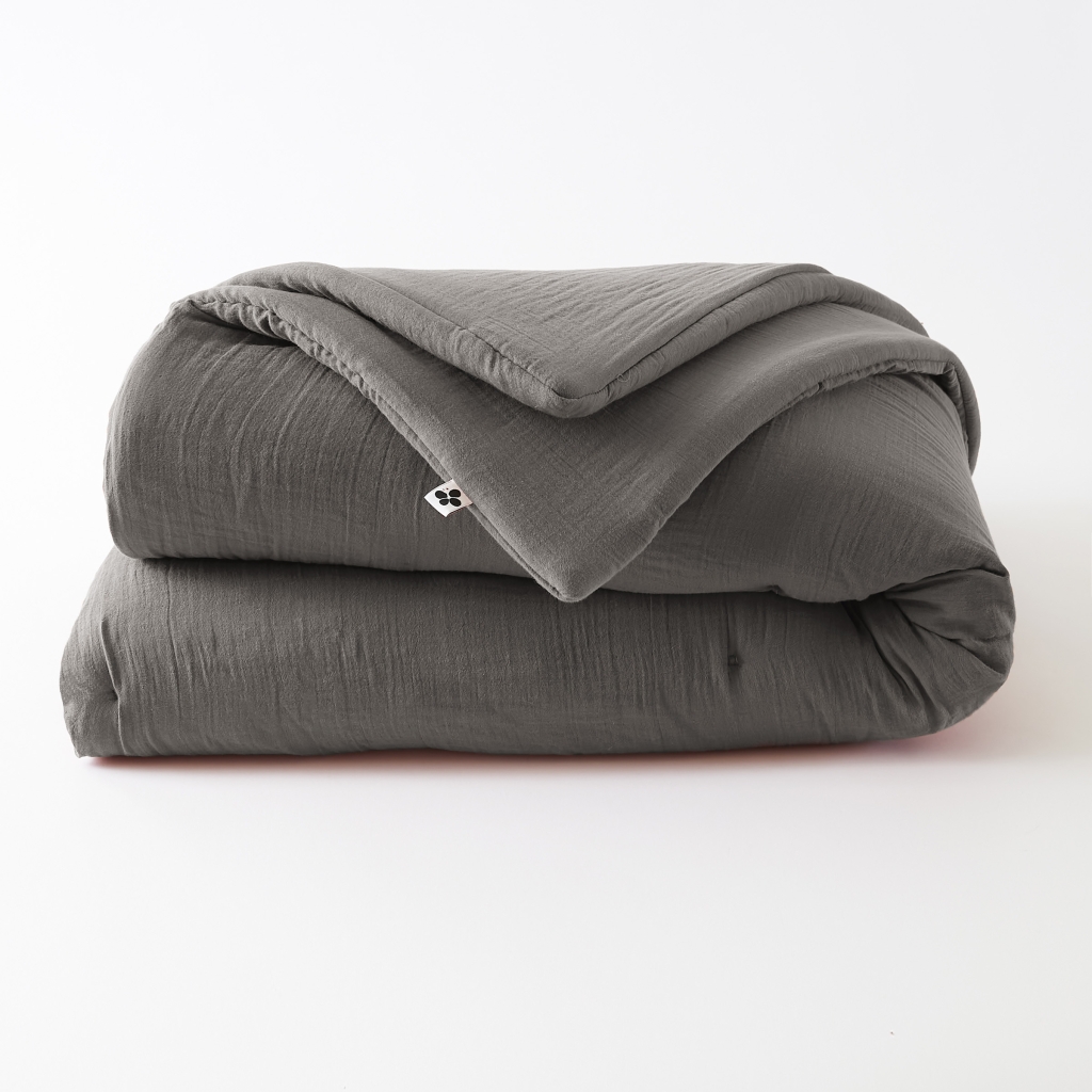 edredon 180 x 240 cm gaze de coton unie gaïa granit