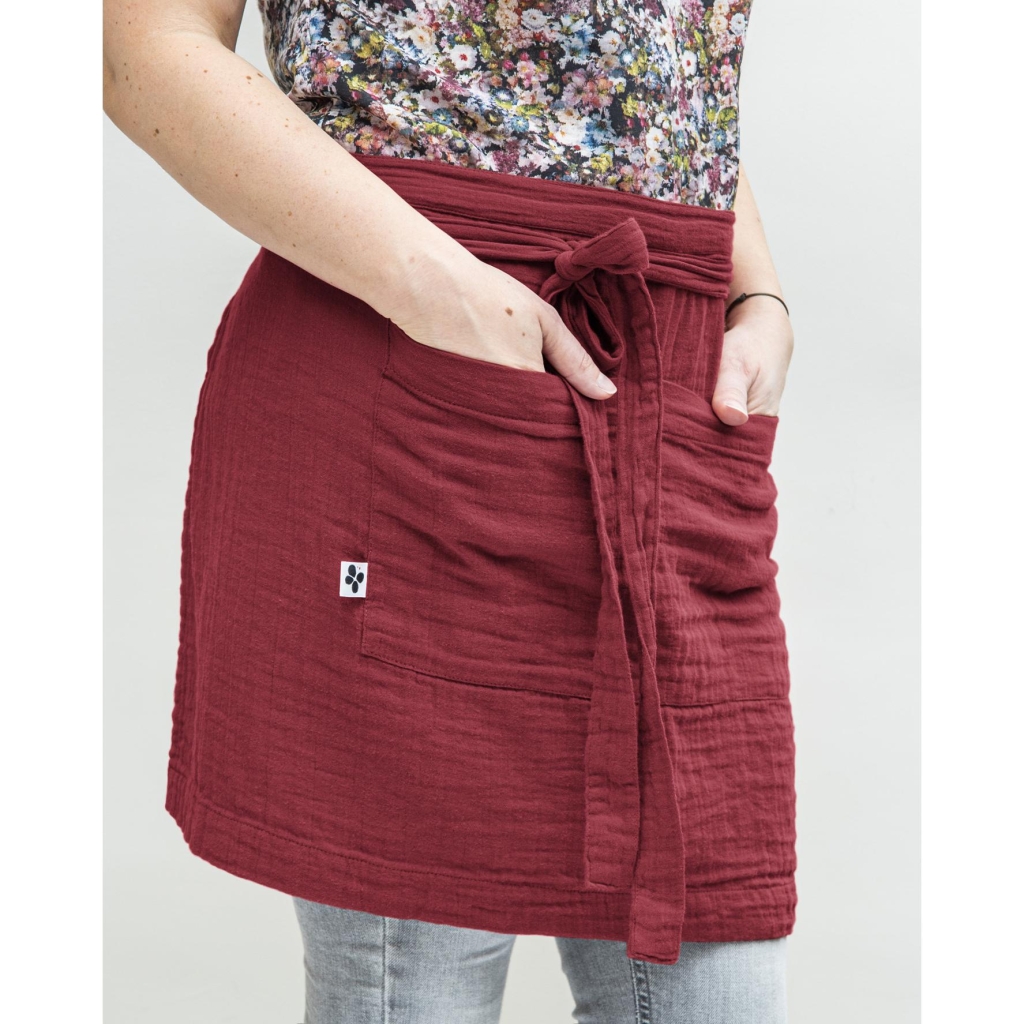 Tablier Serveur 45 x 80 cm – Gaze de Coton Unie GAÏA Bordeaux