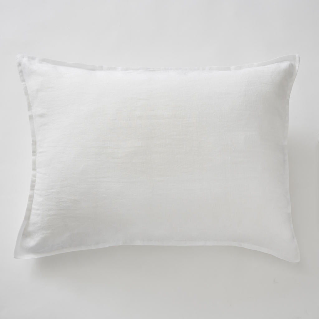 Taie d’Oreiller 50 x 70 cm – Lin Lavé Français Luxe Soline - Blanc
