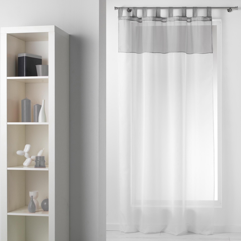 Voilage à passants 140 x 240 cm – Voile bicolore Duo Blanc/Gris