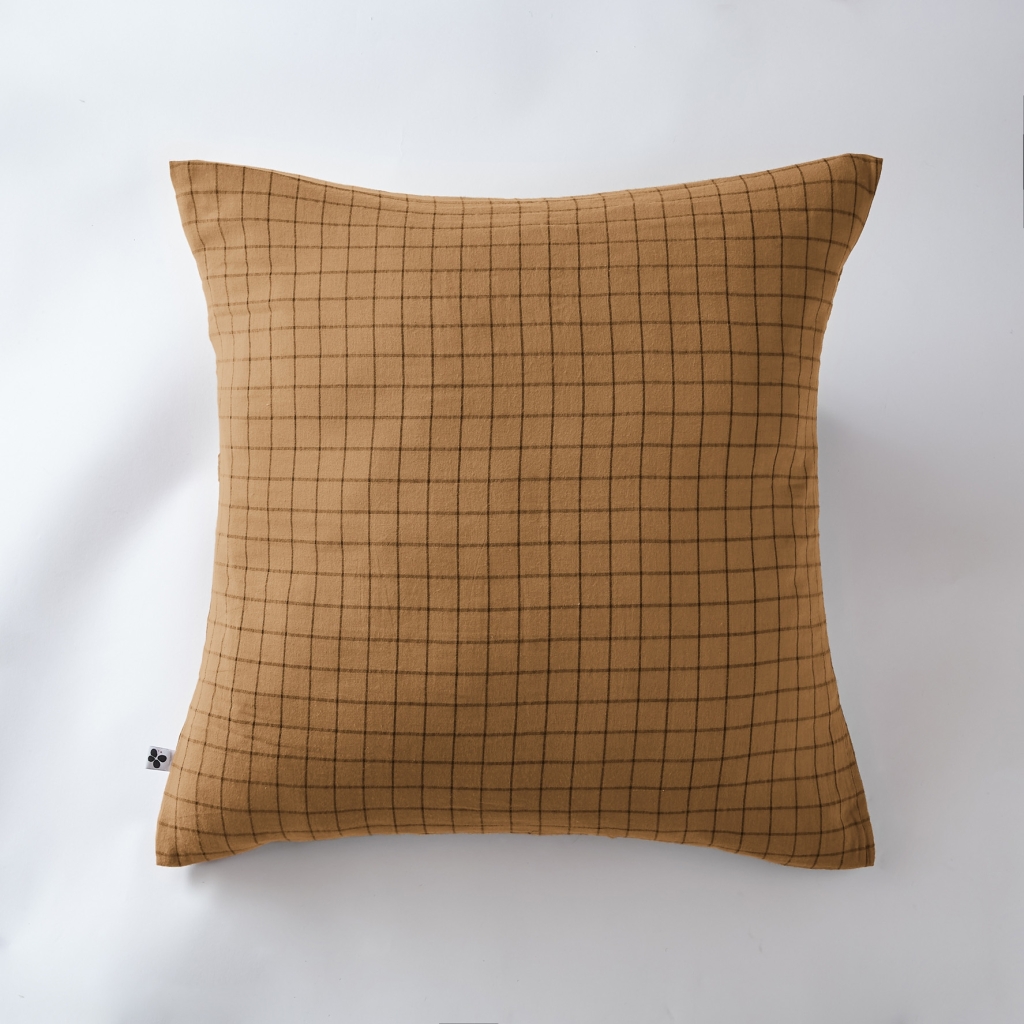 Taie d'oreiller gaze de coton tissée 60 x 60 cm gaïa mix Camel