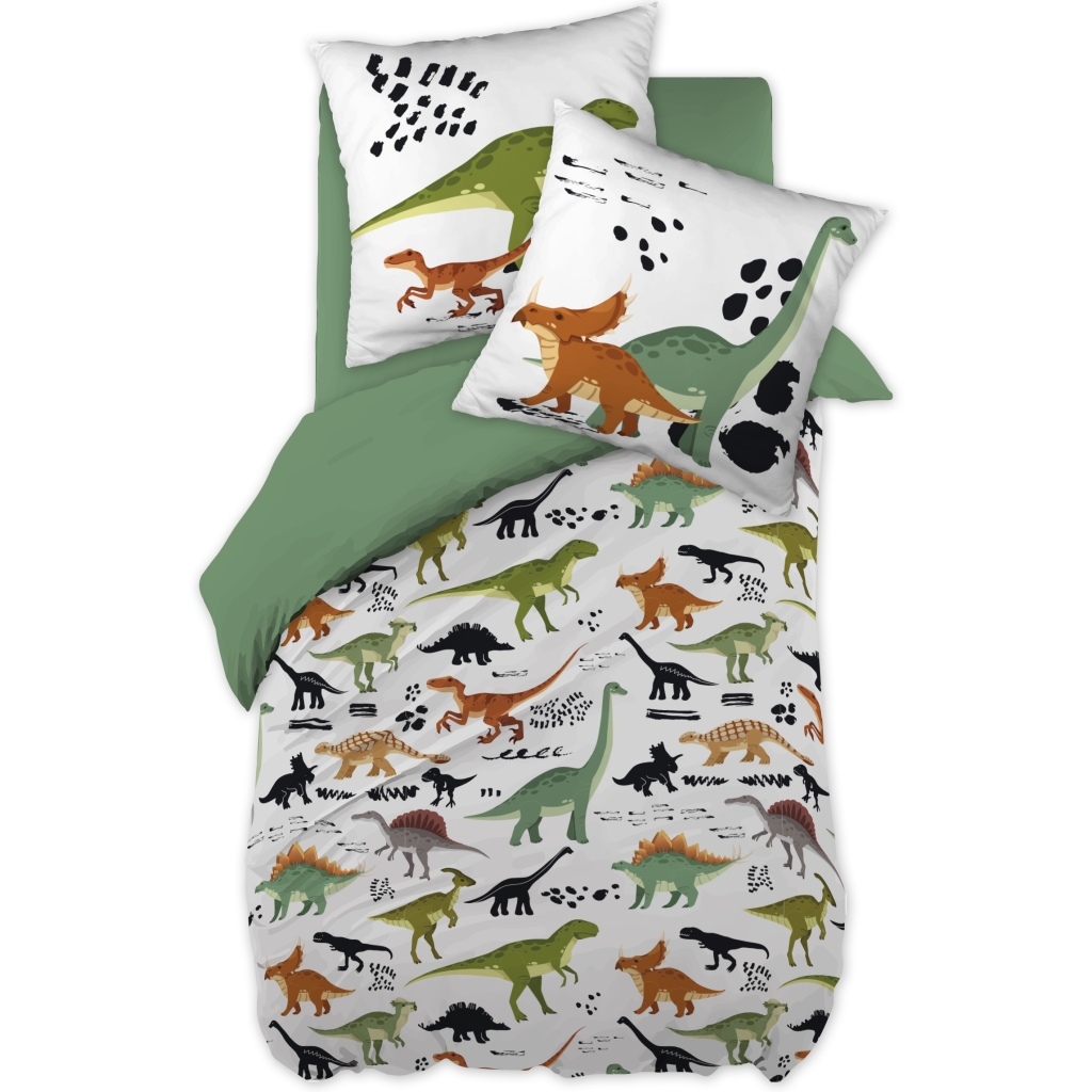 Housse de couette enfant 140 x 200 cm – Thème Dinosaures – Coton doux