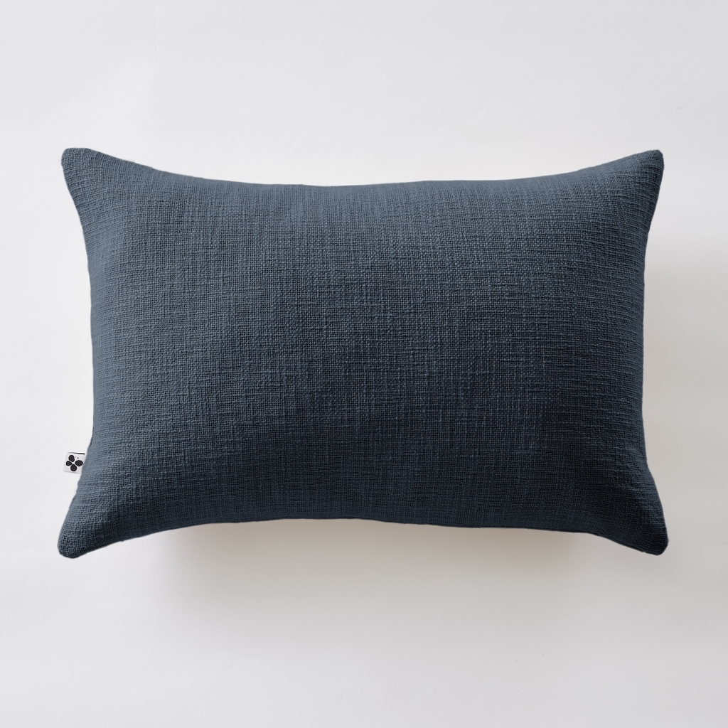 Coussin Déhoussable 40 x 60 cm – 100 % Coton Texturé – Sixtine Bleu Minuit