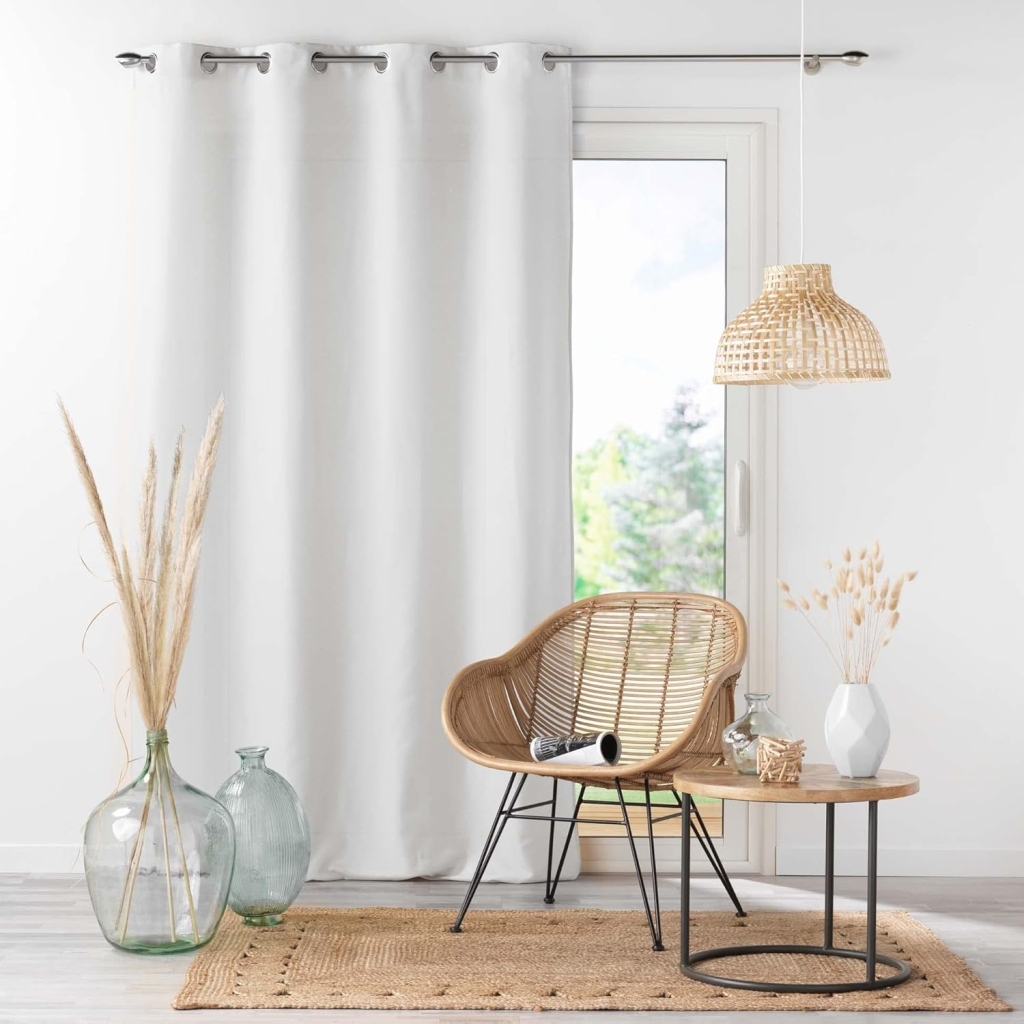 Lot de 4 Rideaux Unis à Œillets 140 x 260 cm – Microfibre – Absolu Blanc