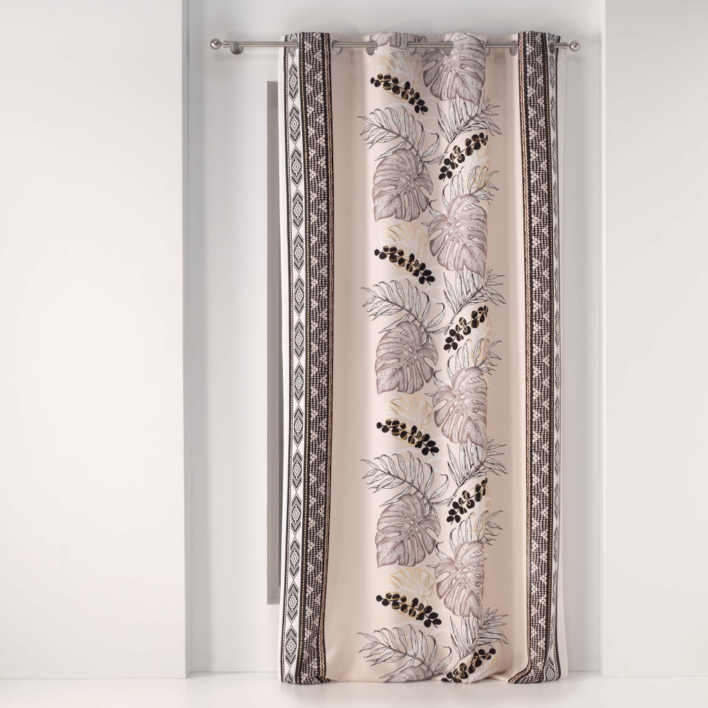 rideau a oeillets 140 x 260 cm polyester imprime metallise kalahari