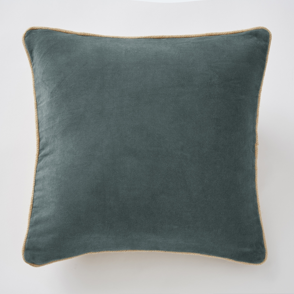 Coussin Déhoussable 45 x 45 cm – Velours de Coton César – Ardoise