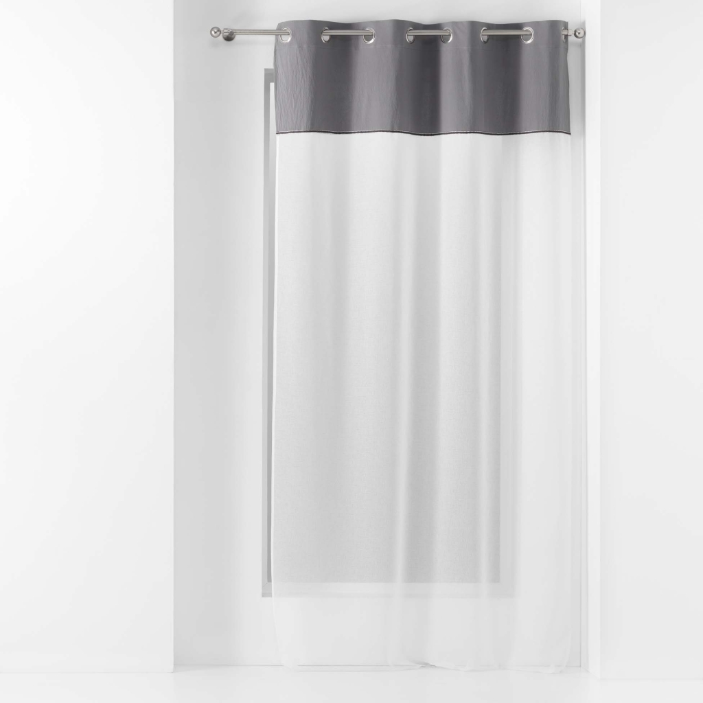 Voilage à œillets 137 x 240 cm – Voile sablé + haut coton Jolibel Gris