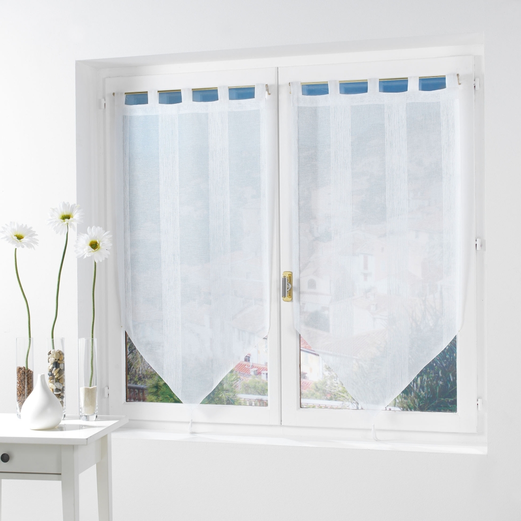 Paire pompon passants 2 x 60 x 160 cm voile sable salina Blanc