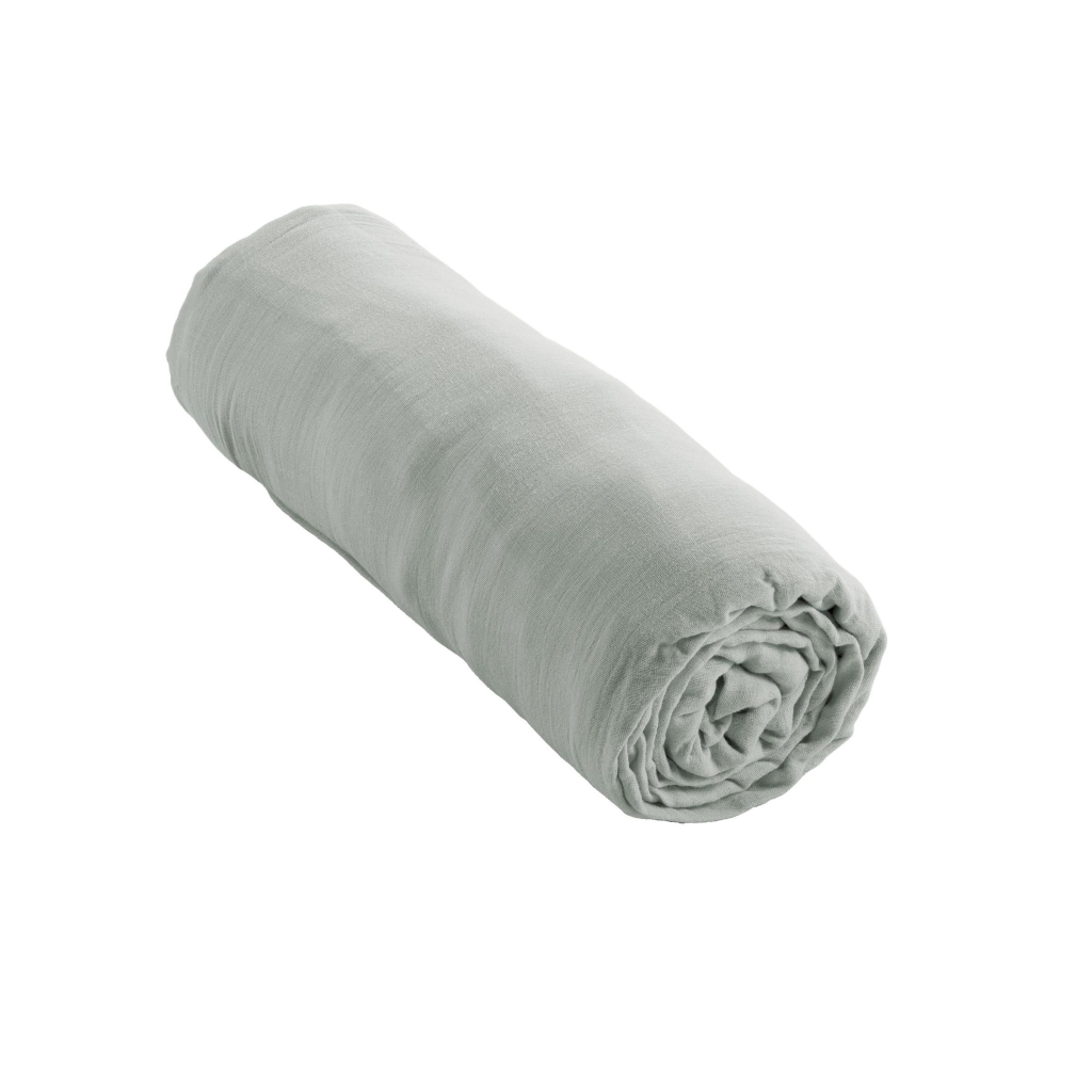 Drap-housse 200 x 200 cm – Double Gaze de Coton 125 g/m² – Gaïa Eucalyptus