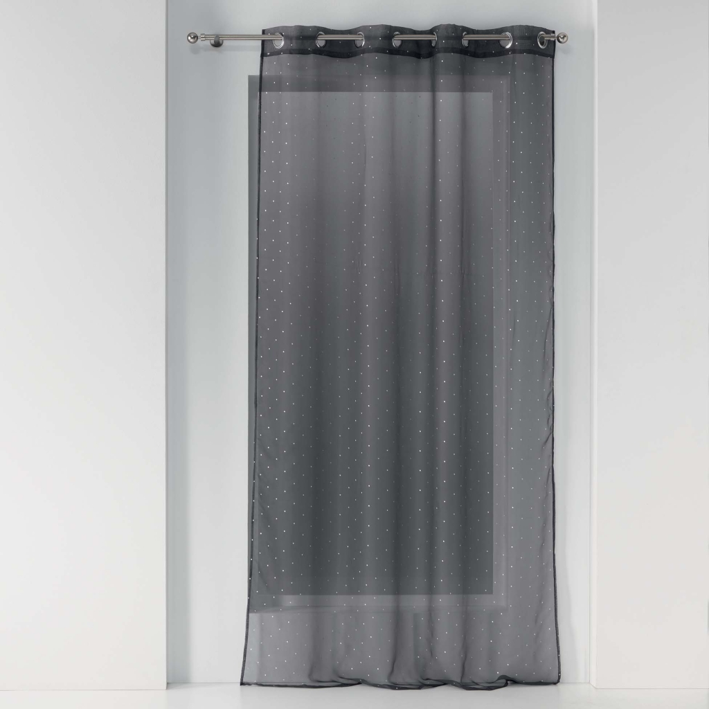 Lot de 2 Voilages 140 x 240 cm pois métallisés Orion Anthracite