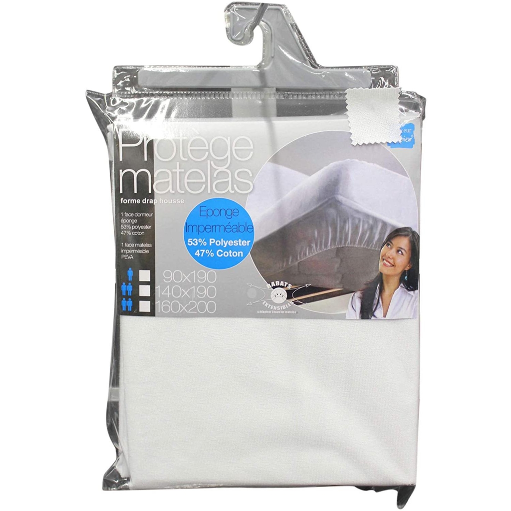 Protege matelas 180 x 200 cm eponge imperméable anti acarien