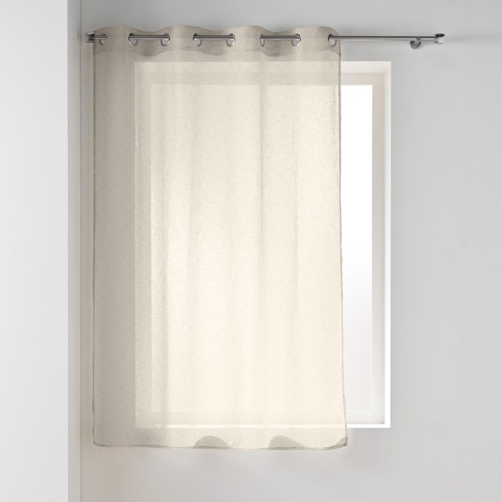 Voilage à œillets petite hauteur 140 x 180 cm – Voile tissé Carlin Beige