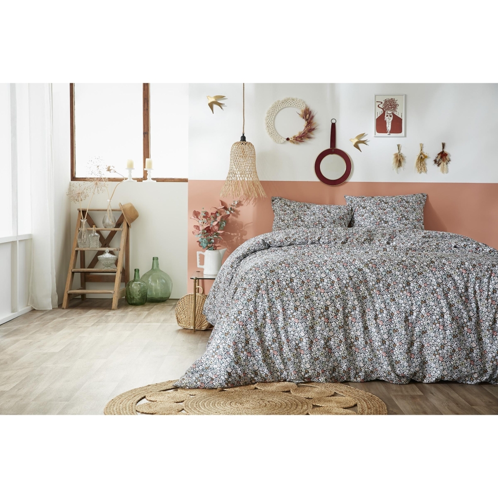  Housse de couette 200 x 200 cm + 2 taies d'oreiller - Coton 57 fils Malia