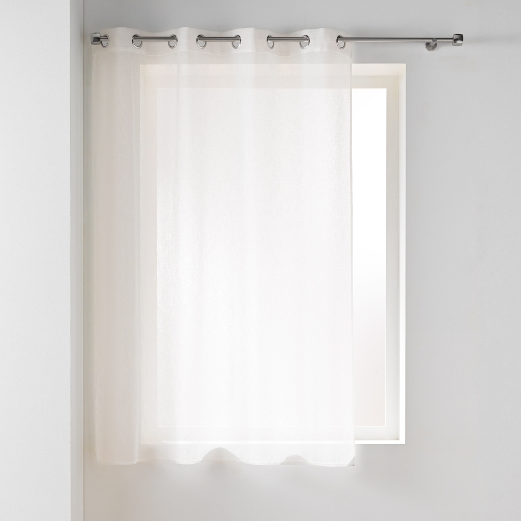 Voilage à œillets petite hauteur 140 x 180 cm – Voile tissé Carlin Blanc