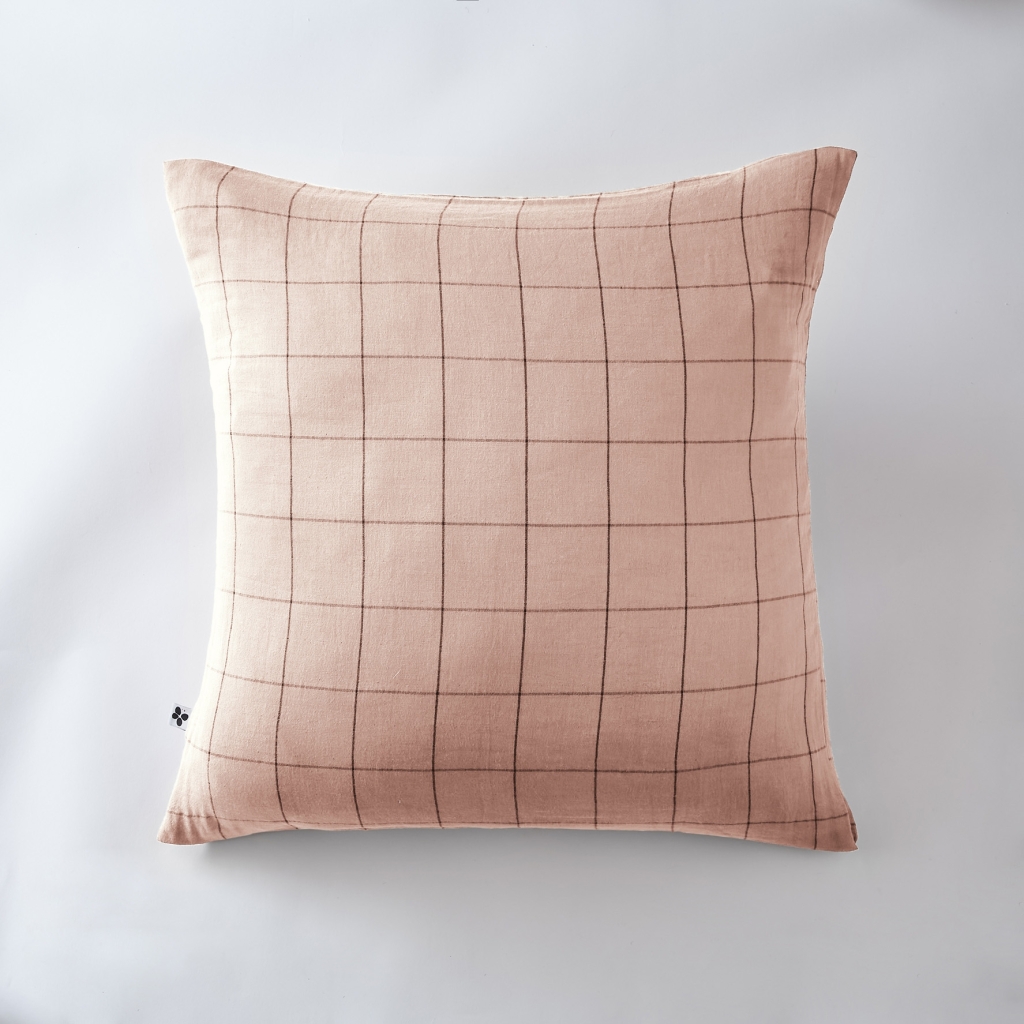 Taie d'oreiller gaze de coton tissée  60 x 60 cm Gaia Match Rose