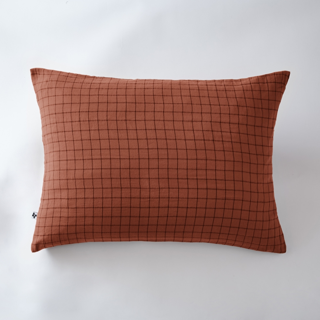 Taie d’oreiller 50 x 70 cm – Gaze de coton tissée – Gaïa Mix – Terracotta