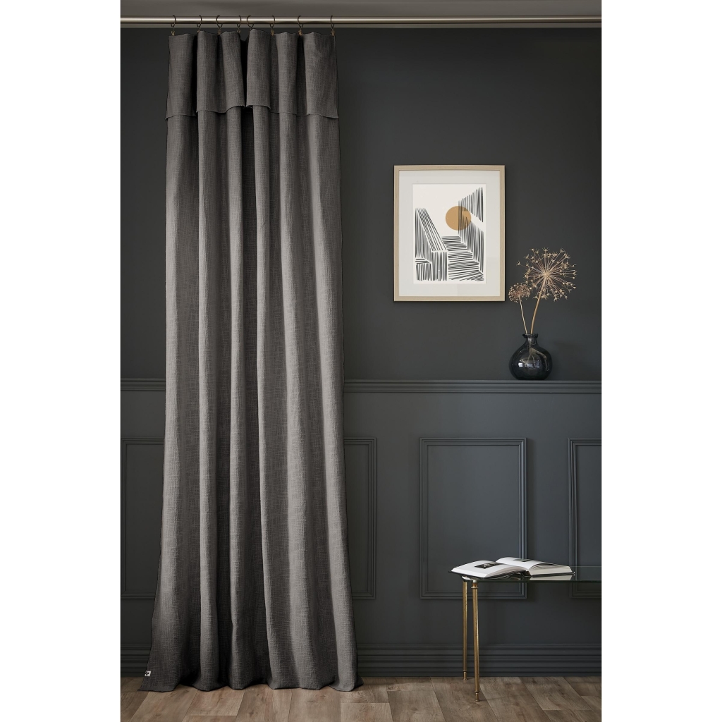 Rideau Ajustable Sixtine – 140 x 270 cm – Coton Flammé – Ardoise