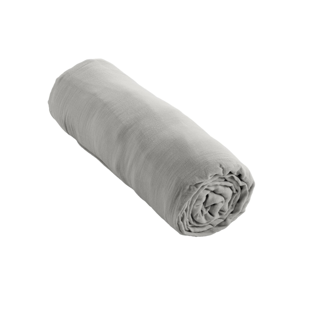 Drap-housse 200 x 200 cm – Double Gaze de Coton 125 g/m² – Gaïa Nuage