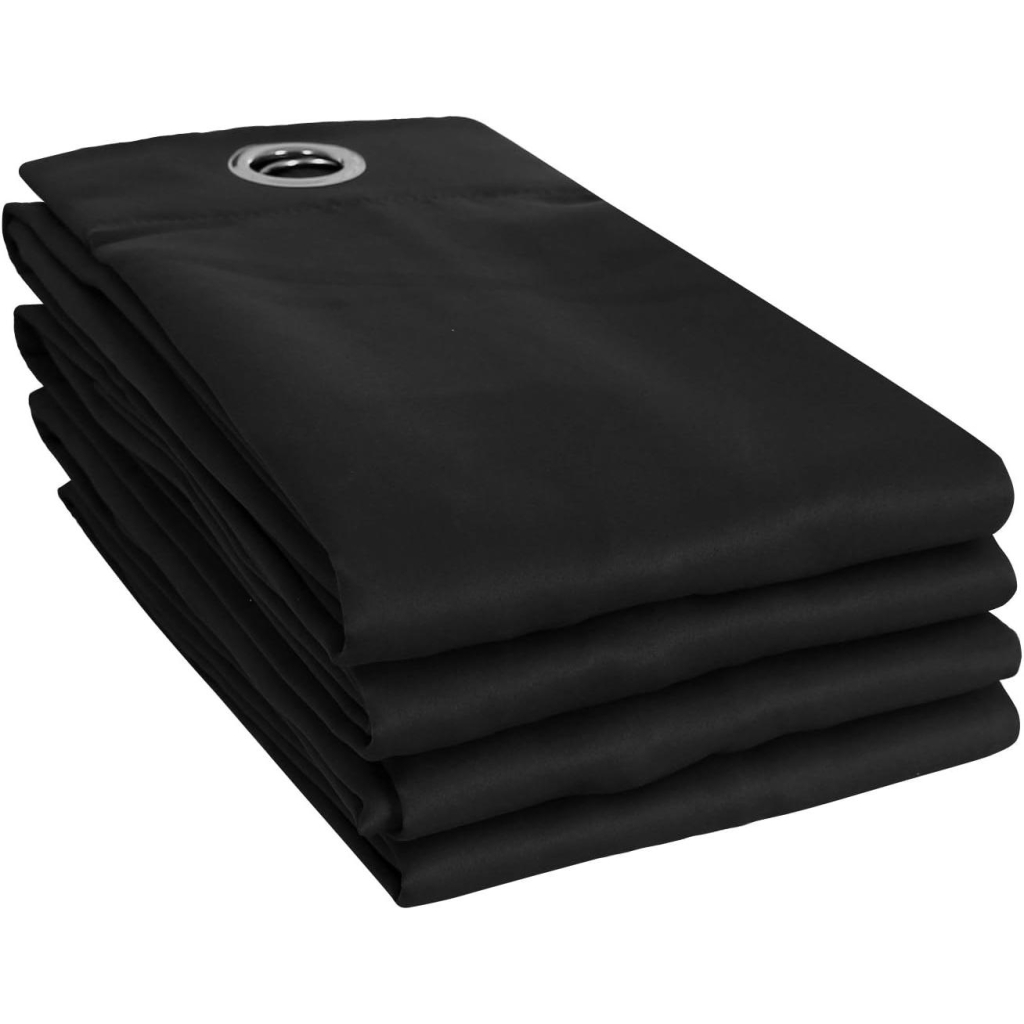 Lot de 4 rideaux à œillets occultants unis petite hauteur 140 x 180 cm - Noir