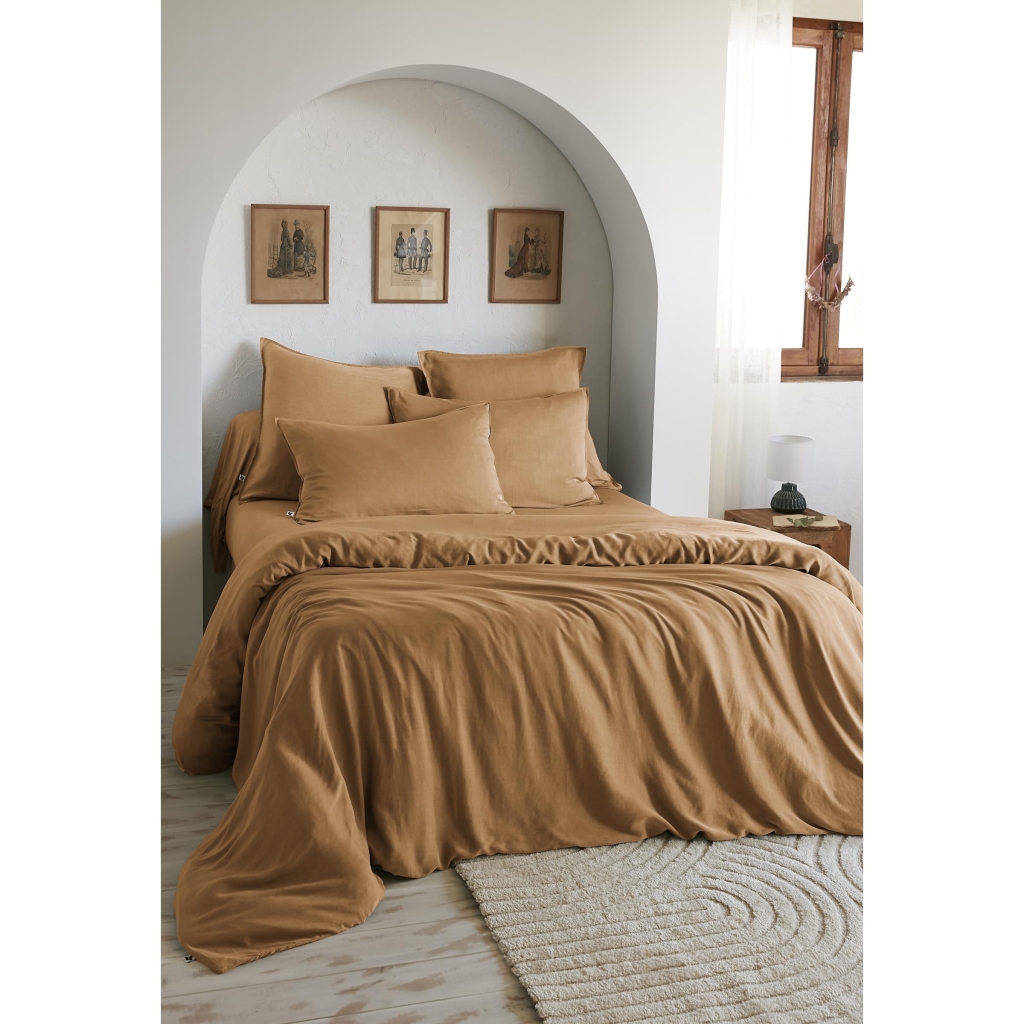 Housse de Couette 260 x 240 cm – Lyocell Uni Lysandre Camel