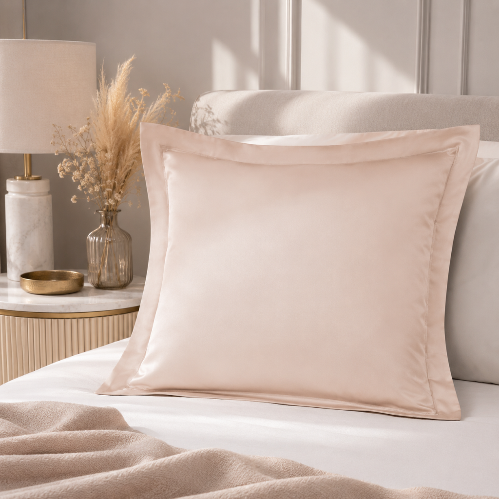 Taie d'Oreiller 65x65 cm Rose blush – Satin de Coton 120 Fils/cm² – Hôtellerie Haut de Gamme
