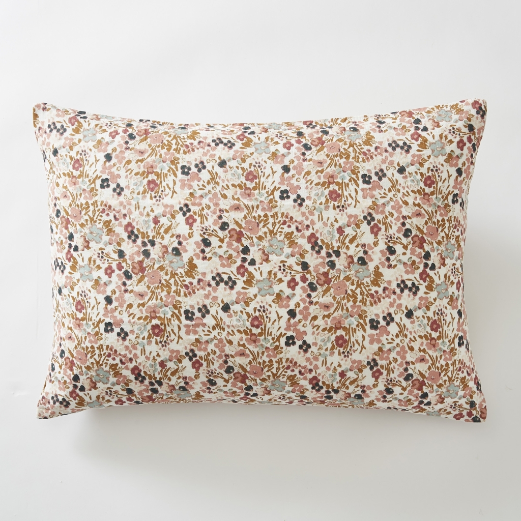 Taie d’oreiller 50 x 70 cm – Double Gaze de Coton Imprimée CAPUCINE Pampa