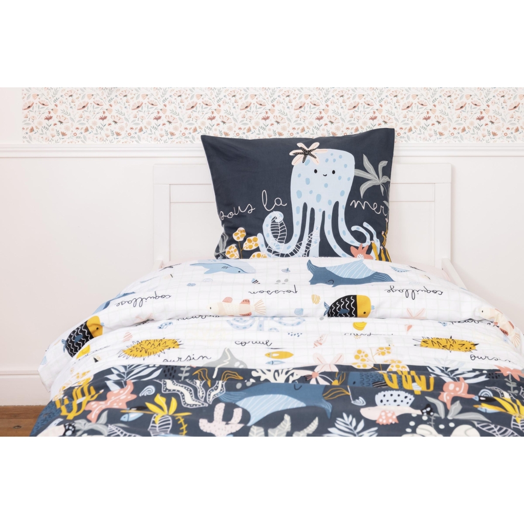 Housse de couette + 2 taies d'oreiller 240 x 220 cm coton 57 fils Octopia