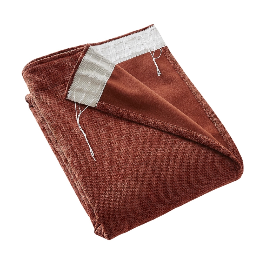 Rideau occultant 140 x 260 cm – Galon fronceur couture invisible – Blackout & Polaire – BJORN Terracotta