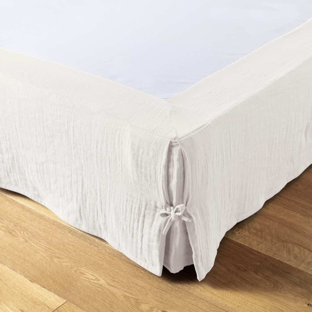 Cache-sommier 180 x 200 cm – Double gaze de coton – Collection Gaïa – Coloris Blanc