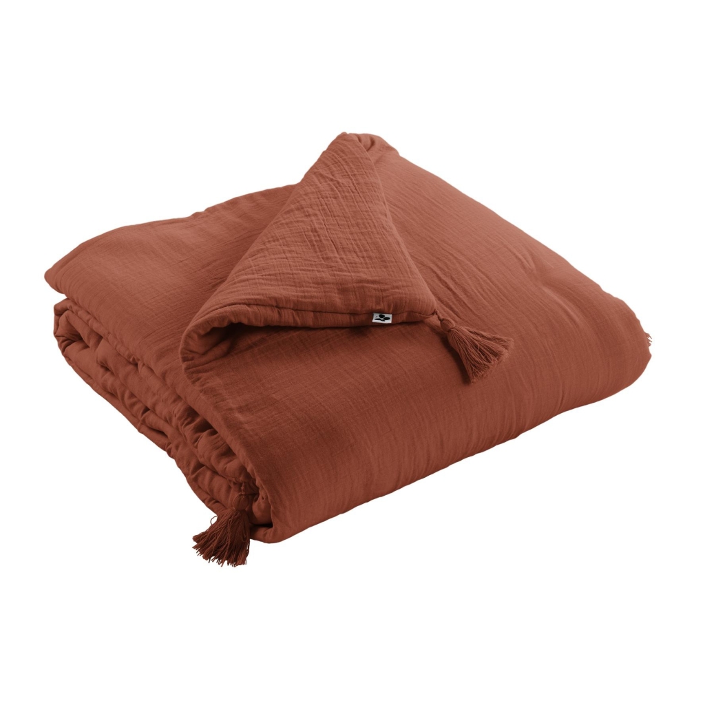 Bout de Lit 90 x 200 cm – Double Gaze de Coton – Terracotta