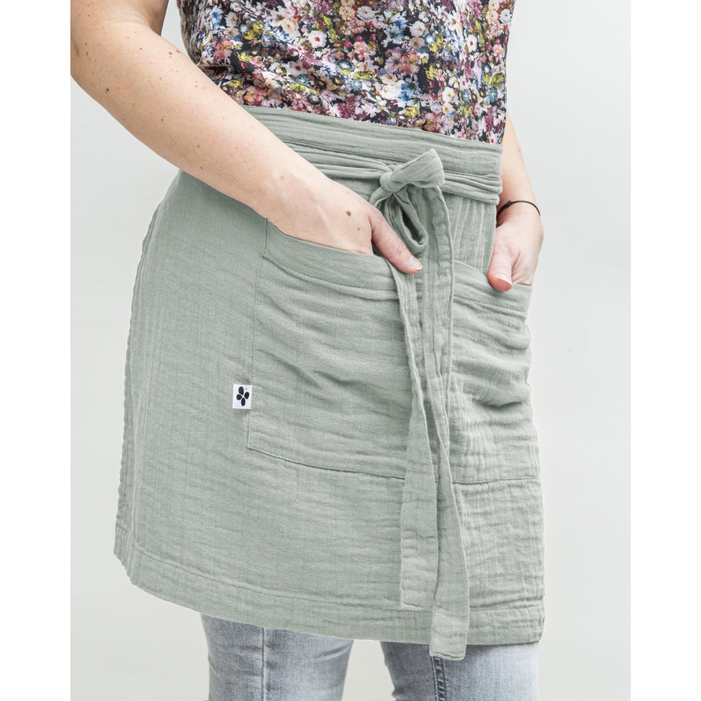Tablier Serveur 45 x 80 cm – Gaze de Coton Unie GAÏA Eucalyptus
