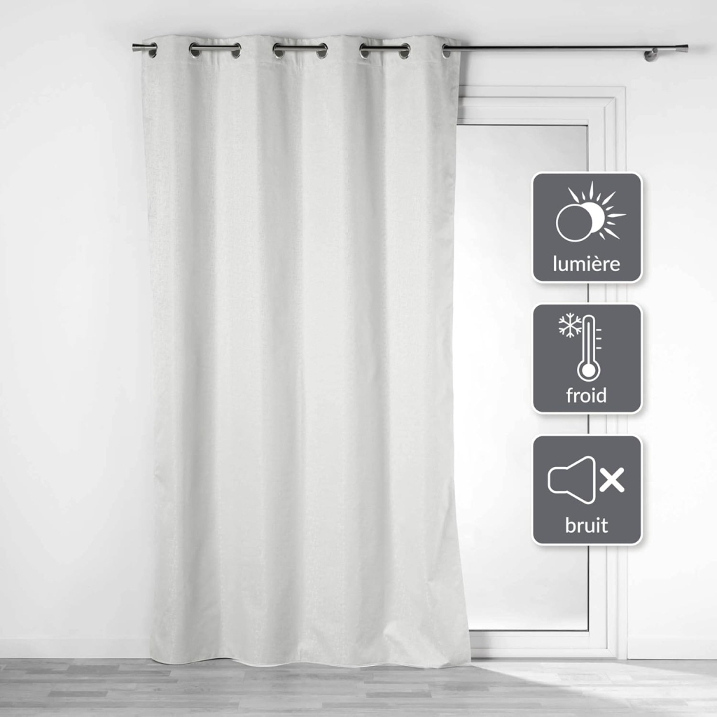 Lot de 2 rideaux isolant phonique thermique occultant 140 x 260 cm Darcko Gris pâle