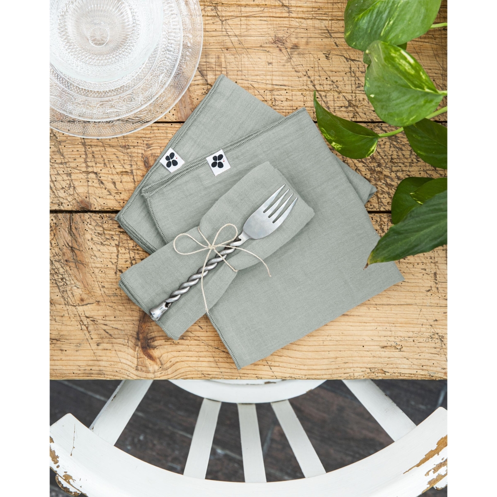 Lot de 3 Serviettes 40 x 40 cm – Double Gaze de Coton – Gaïa Eucalyptus