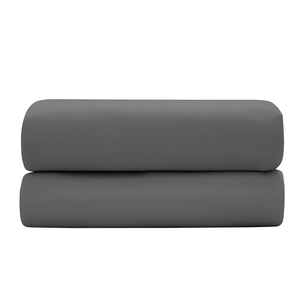 Drap-housse 140 x 190 cm — Satin de coton 120 fils/cm² — Graphite — Bonnet 30 cm